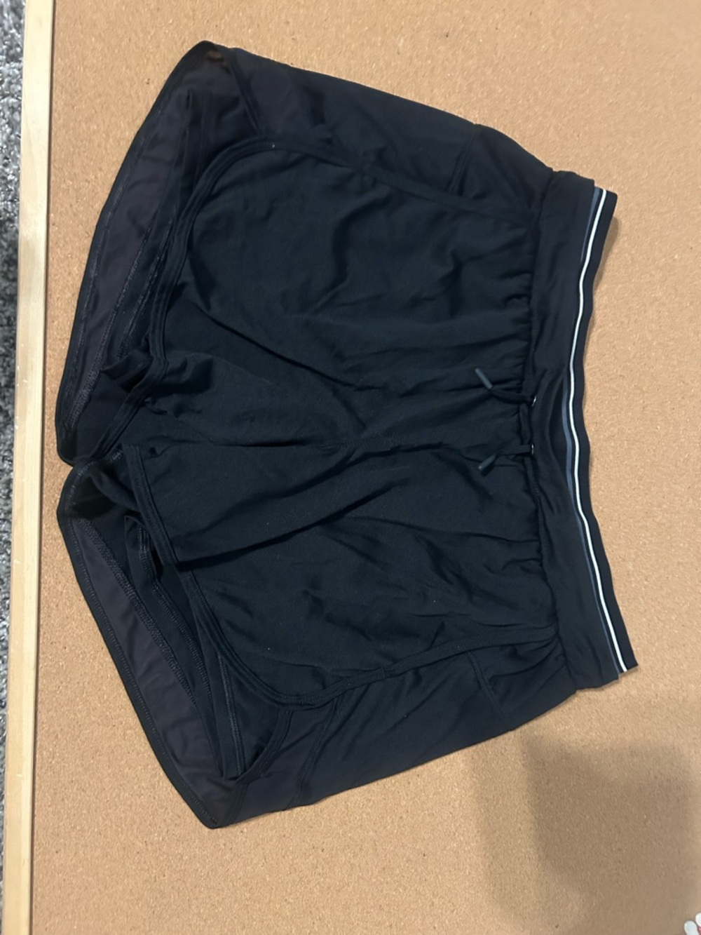 Avia Black Athletic Shorts with White Waist Stripe